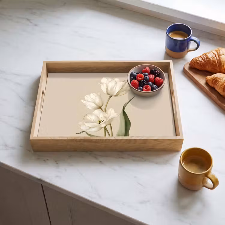 Dienblad - Tulpen - Wit - Bladeren — 3