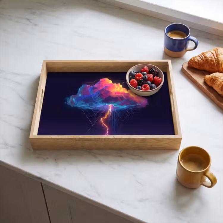 Dienblad - Donderwolk - Bliksemschicht - Licht - Blauw — 3