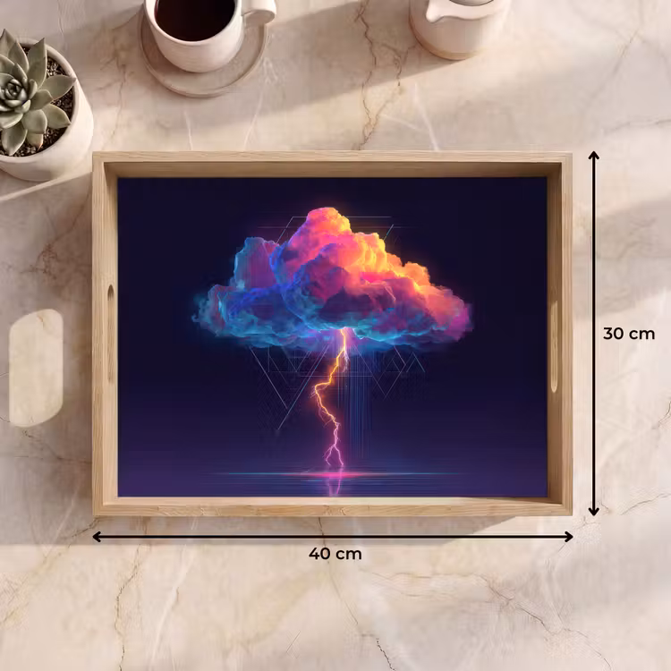 Dienblad - Donderwolk - Bliksemschicht - Licht - Blauw — 7