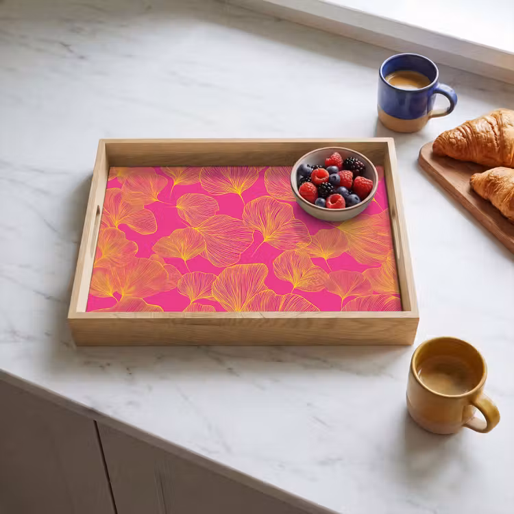 Dienblad - Bladeren - Nerven - Grafisch - Roze — 3