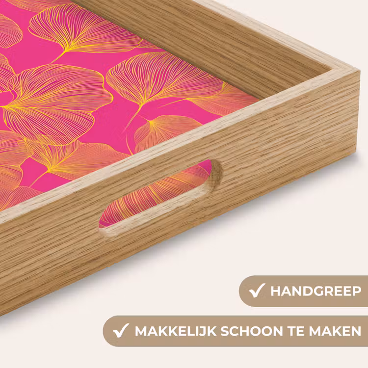 Dienblad - Bladeren - Nerven - Grafisch - Roze — 8