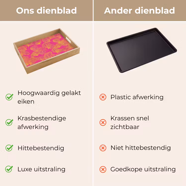 Dienblad - Bladeren - Nerven - Grafisch - Roze — 9