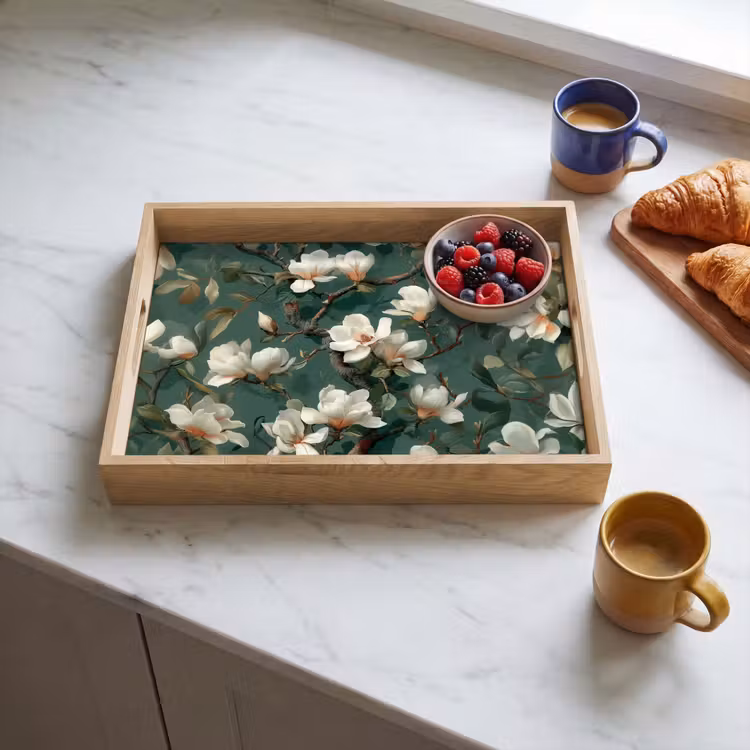 Dienblad - Bloemen - Takken - Wit - Klassiek — 3