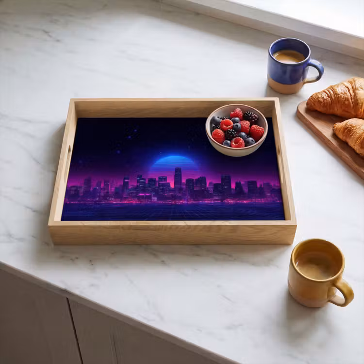Dienblad - Skyline - Zon - Neon - Rasterpatroon — 3