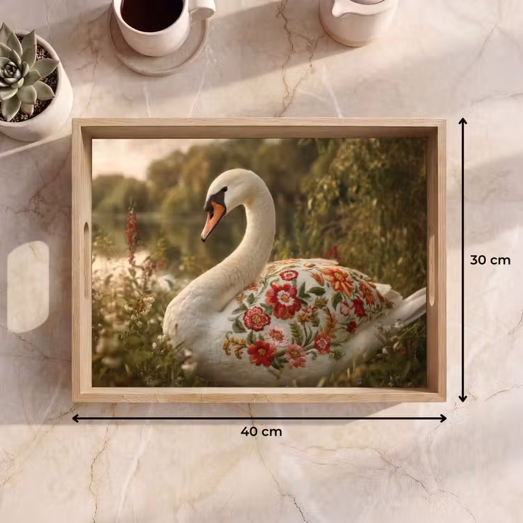 Dienblad - Zwaan - Bloemen - Natuur — 7