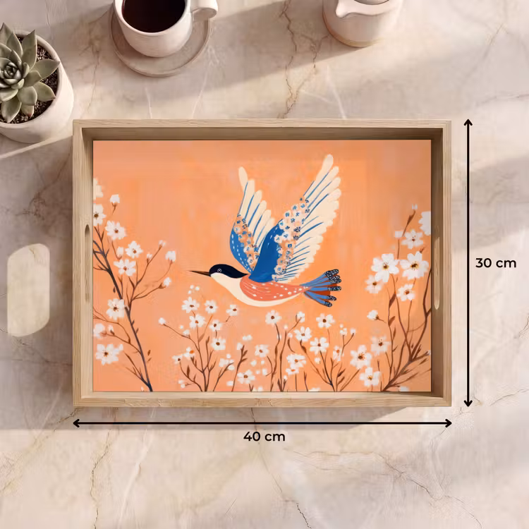 Dienblad - Vogel - Bloesemtakken - Warm - Kleurrijk — 7