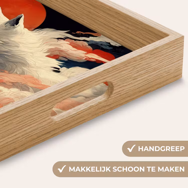 Dienblad - Witte vos - wolken - maan — 8