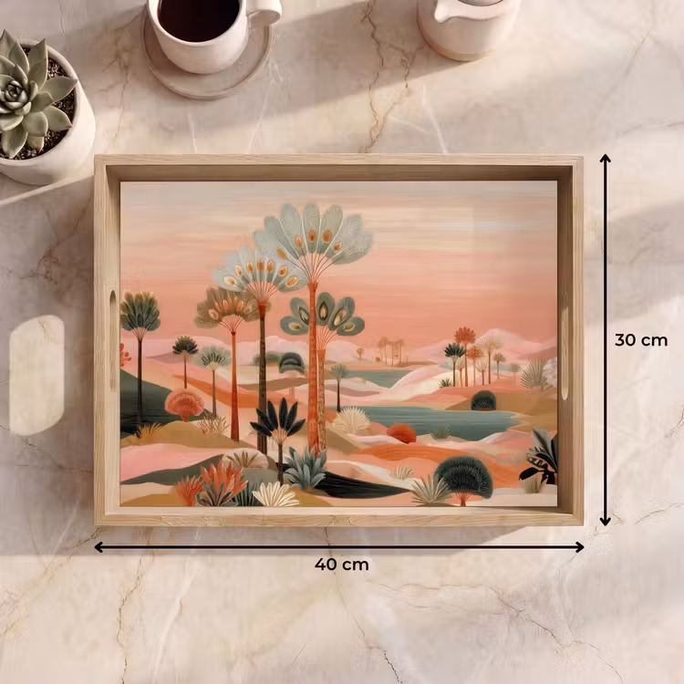 Dienblad - Roze landschap - Palmen - Water — 7