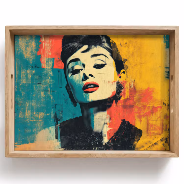 Dienblad - Vrouw - Rode lippen - Expressief - Grafisch — 1