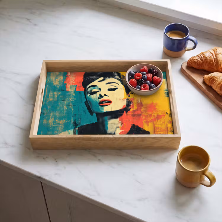 Dienblad - Vrouw - Rode lippen - Expressief - Grafisch — 3