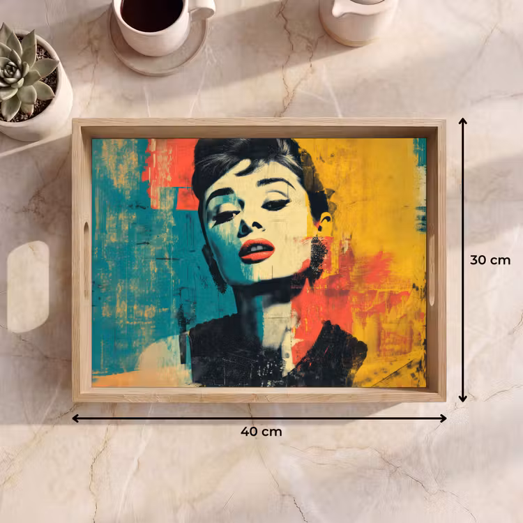 Dienblad - Vrouw - Rode lippen - Expressief - Grafisch — 7