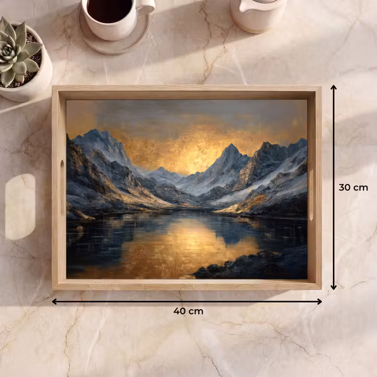 Dienblad - Berglandschap met Gouden Zonsondergang — 7