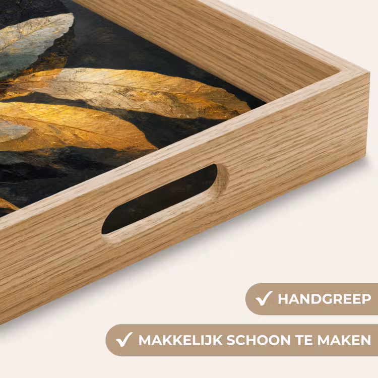 Dienblad - Gouden Bladcompositie – Botanische Luxe — 8