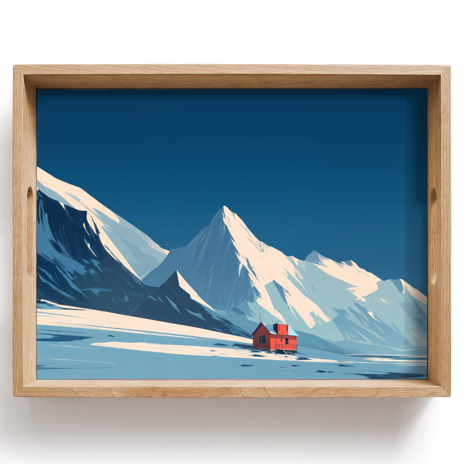 Dienblad - Huis - Berglandschap - Sneeuw — 1
