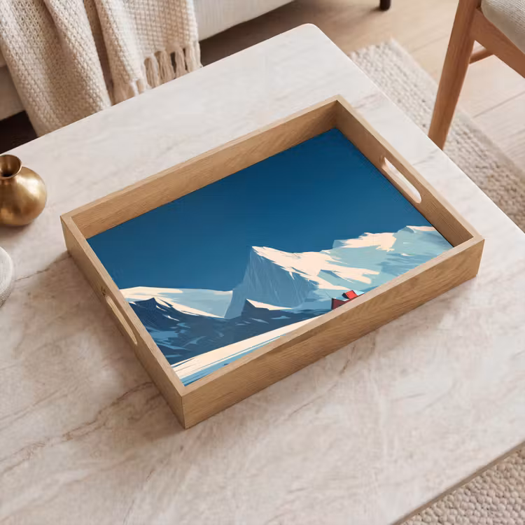Dienblad - Huis - Berglandschap - Sneeuw — 2