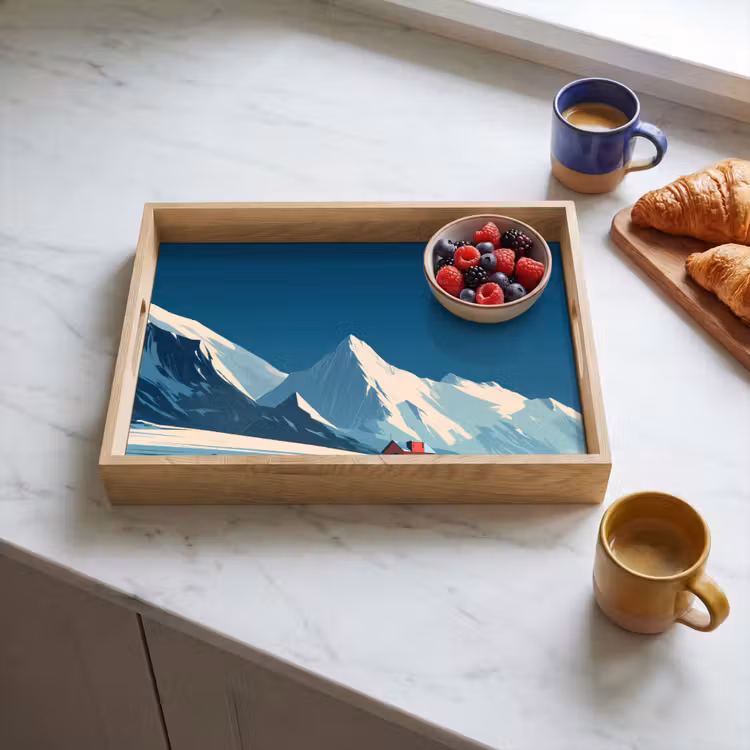 Dienblad - Huis - Berglandschap - Sneeuw — 3