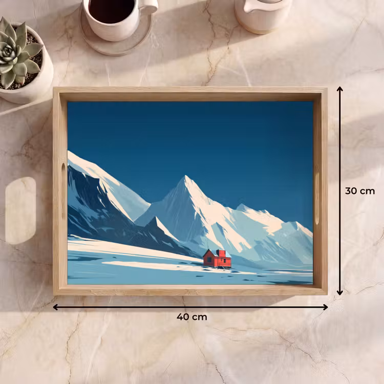 Dienblad - Huis - Berglandschap - Sneeuw — 7