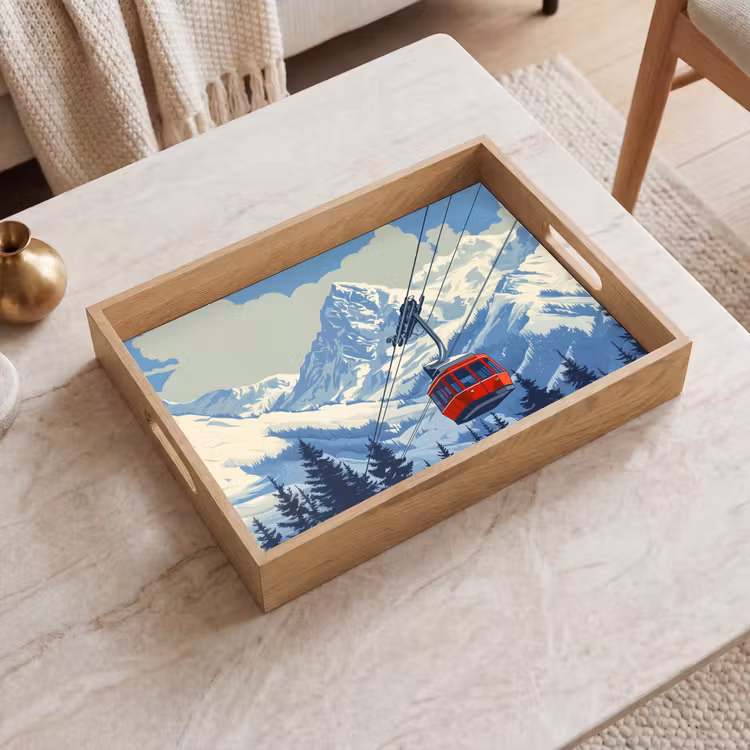 Dienblad - Kabelbaan - Sneeuw - Berglandschap — 2