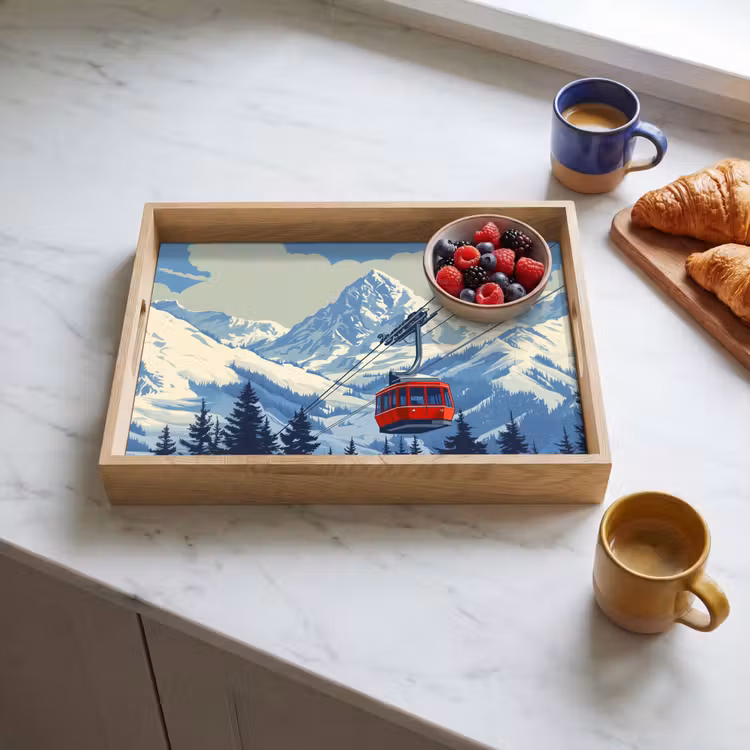 Dienblad - Kabelbaan - Sneeuw - Berglandschap — 3