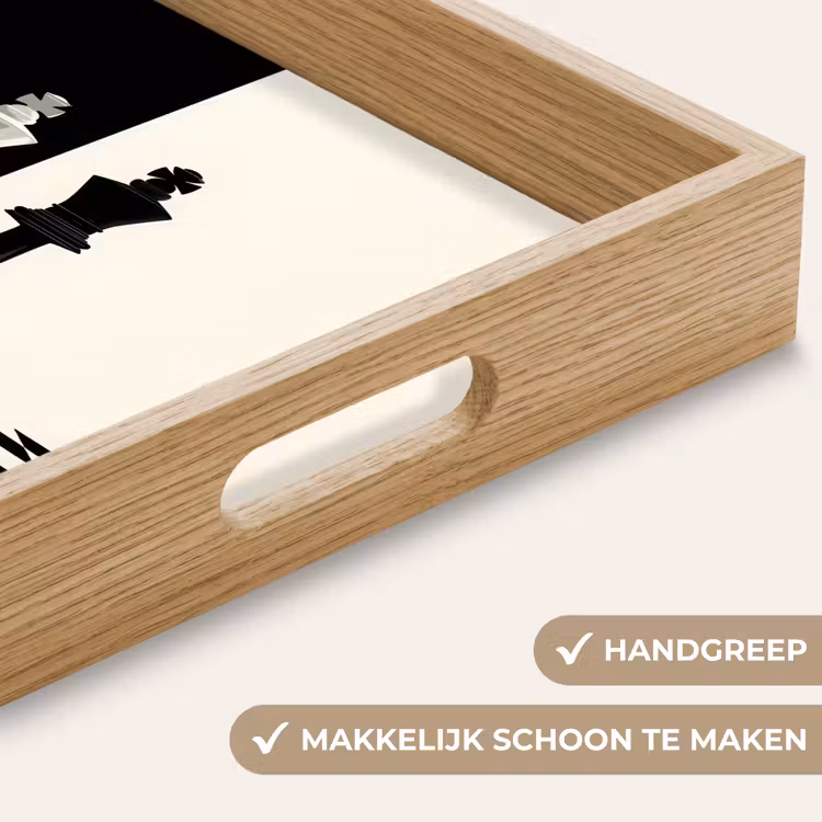 Dienblad - Schaakstukken - Koning - Geblokt - Zwart — 8