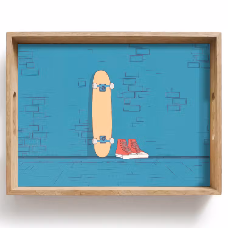 Dienblad - Skateboard - Gympen - Rood - Minimalistisch — 1