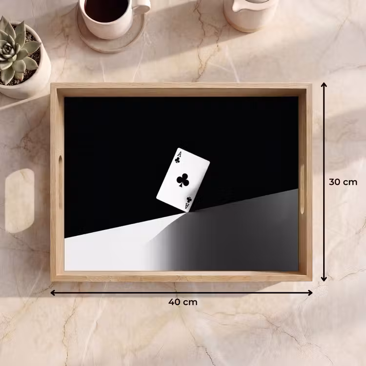 Dienblad - Speelkaart - Klaver - Abstract - Zwart — 7