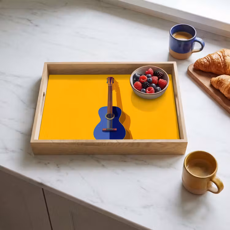 Dienblad - Gitaar - Akoestisch - Minimalistisch - Geel — 3
