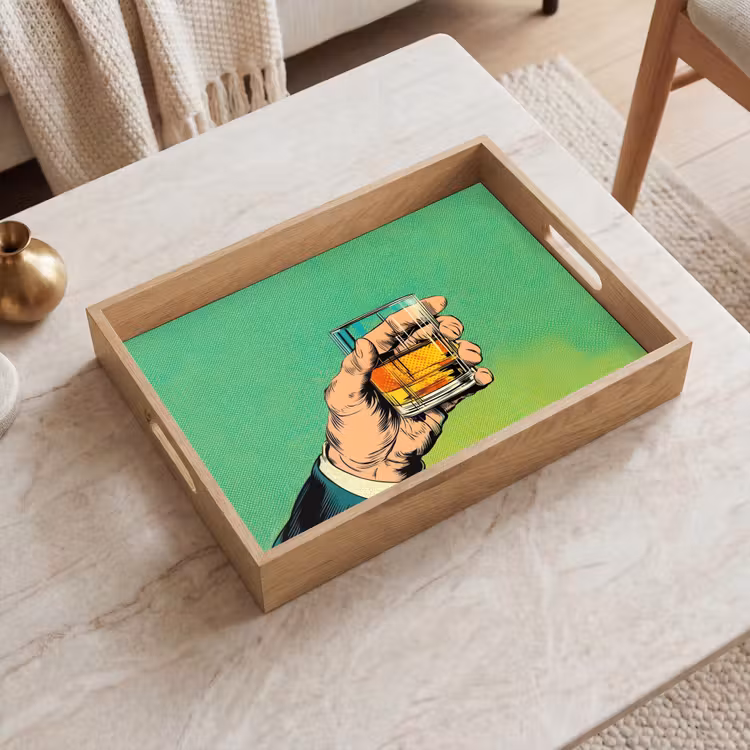 Dienblad - Whisky - Glas - Hand - Groen — 2