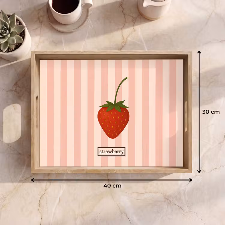 Dienblad - Aardbei - Strepen - Minimalistisch - Rood — 7