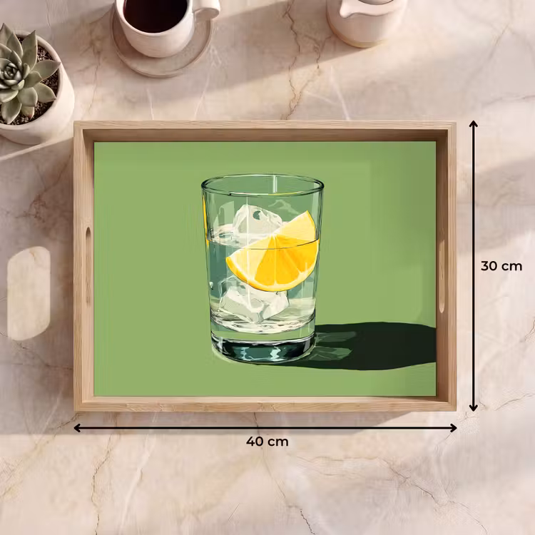 Dienblad - Glas - Citroen - Ijsblokjes - Groen — 7