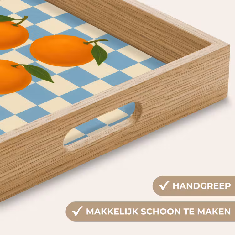 Dienblad - Sinaasappels - Blaadjes - Geblokt - Blauw — 8