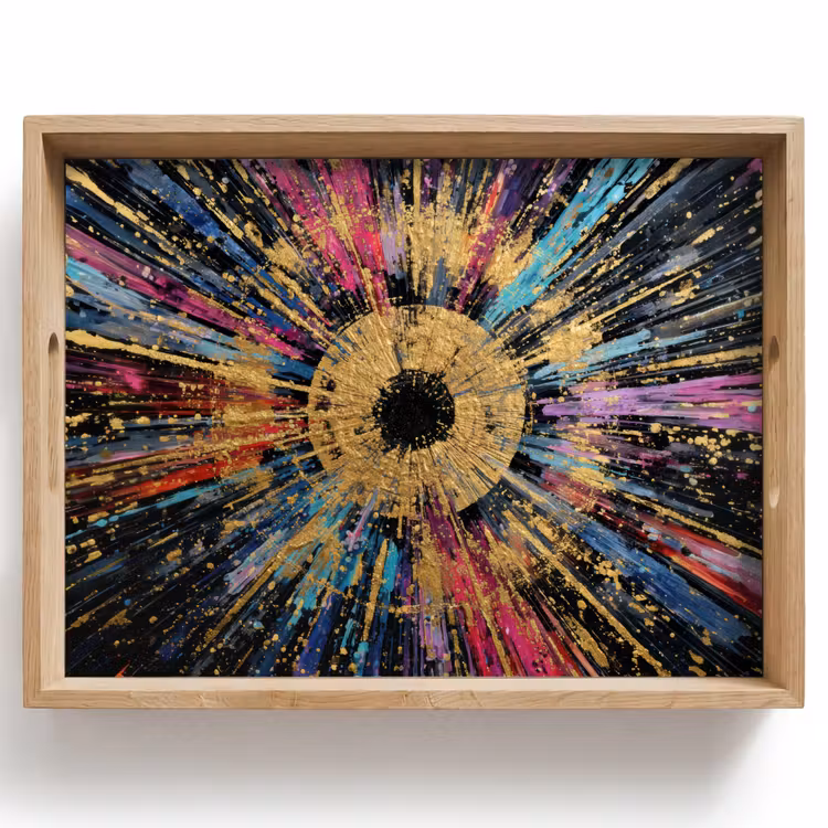 Dienblad - Explosie - Goud - Kleurrijk - Abstract — 1