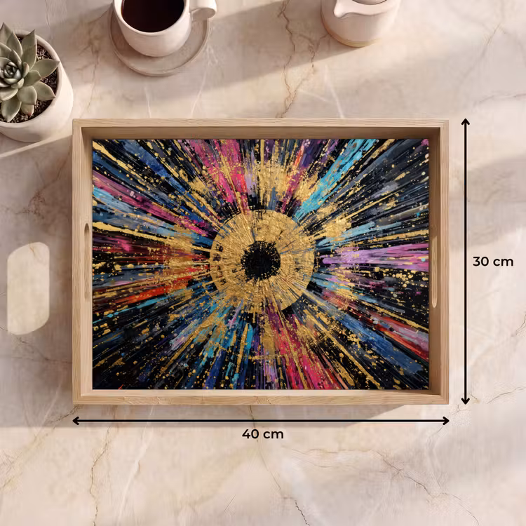 Dienblad - Explosie - Goud - Kleurrijk - Abstract — 7