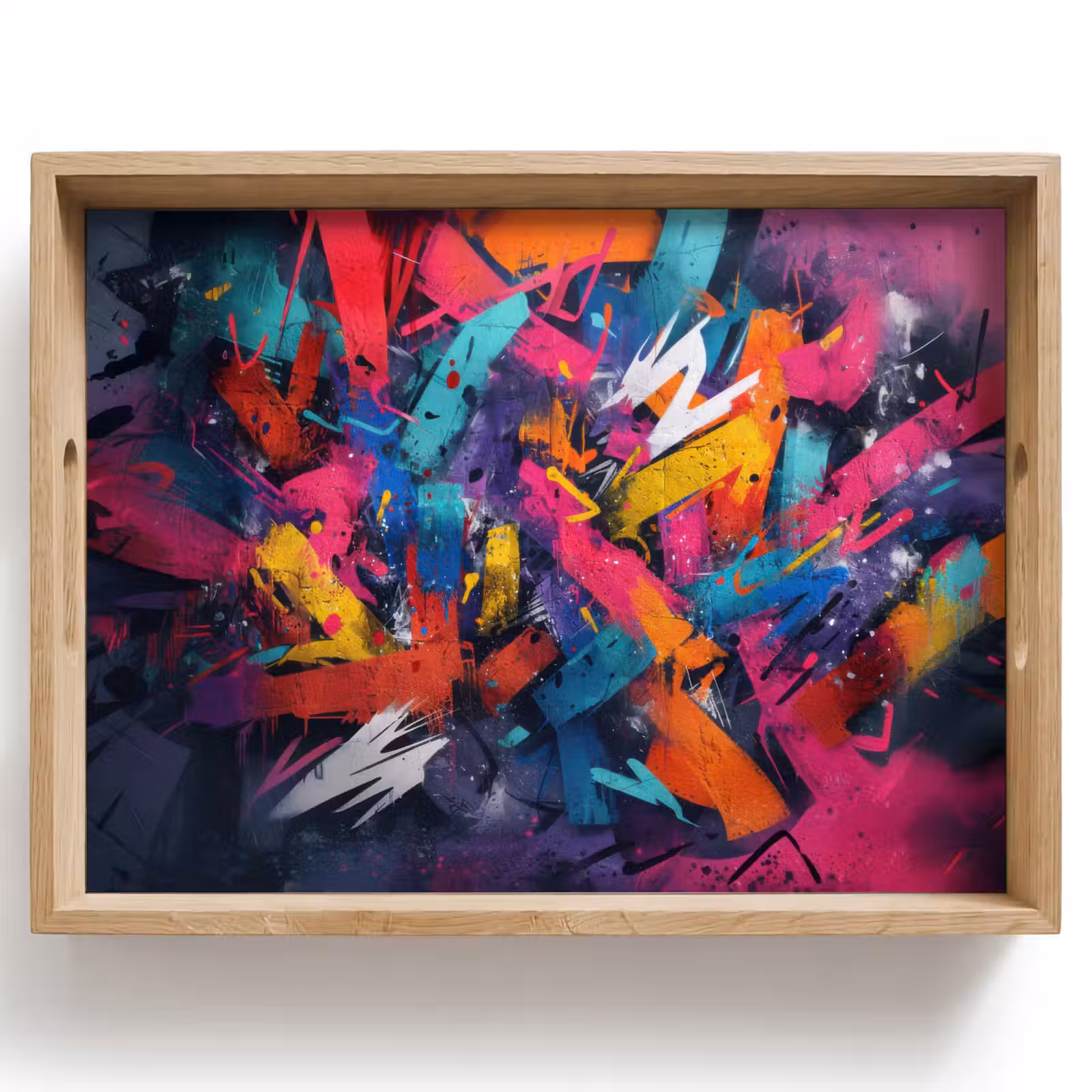 Dienblad - Abstract - Explosie - Neonkleuren — 1