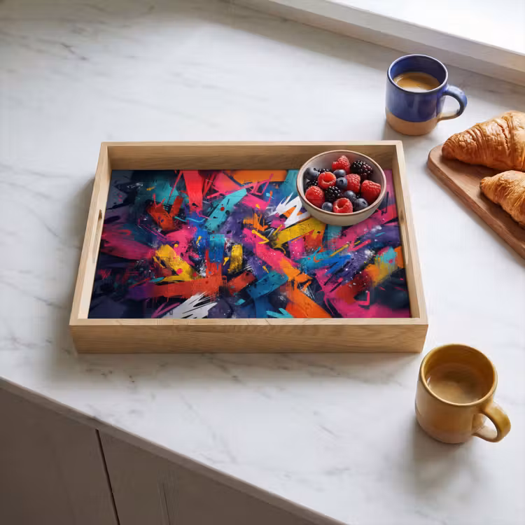 Dienblad - Abstract - Explosie - Neonkleuren — 3