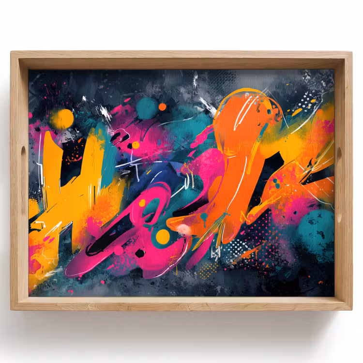 Dienblad - Abstract - Graffiti - Kleurrijk - Verfspatten — 1