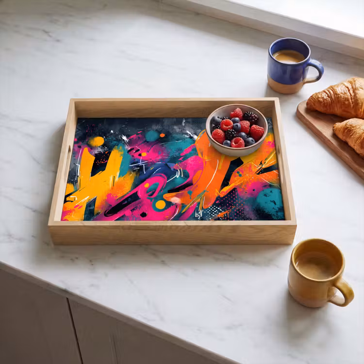 Dienblad - Abstract - Graffiti - Kleurrijk - Verfspatten — 3
