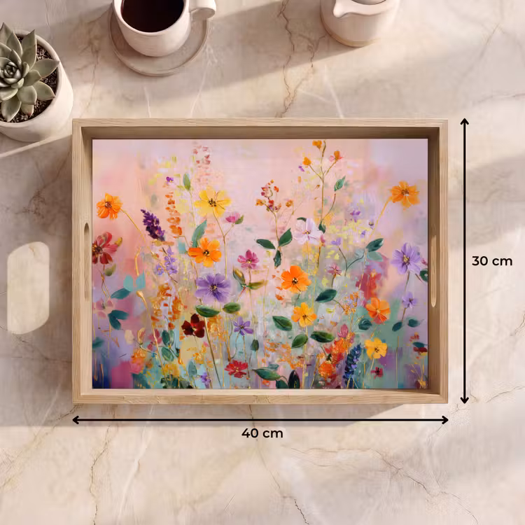 Dienblad - Schilderij - Bloemen - Abstract - Kleurrijk — 7