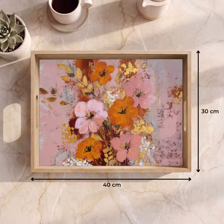 Dienblad - Schilderij - Bloemen - Rustiek - Roze — 7