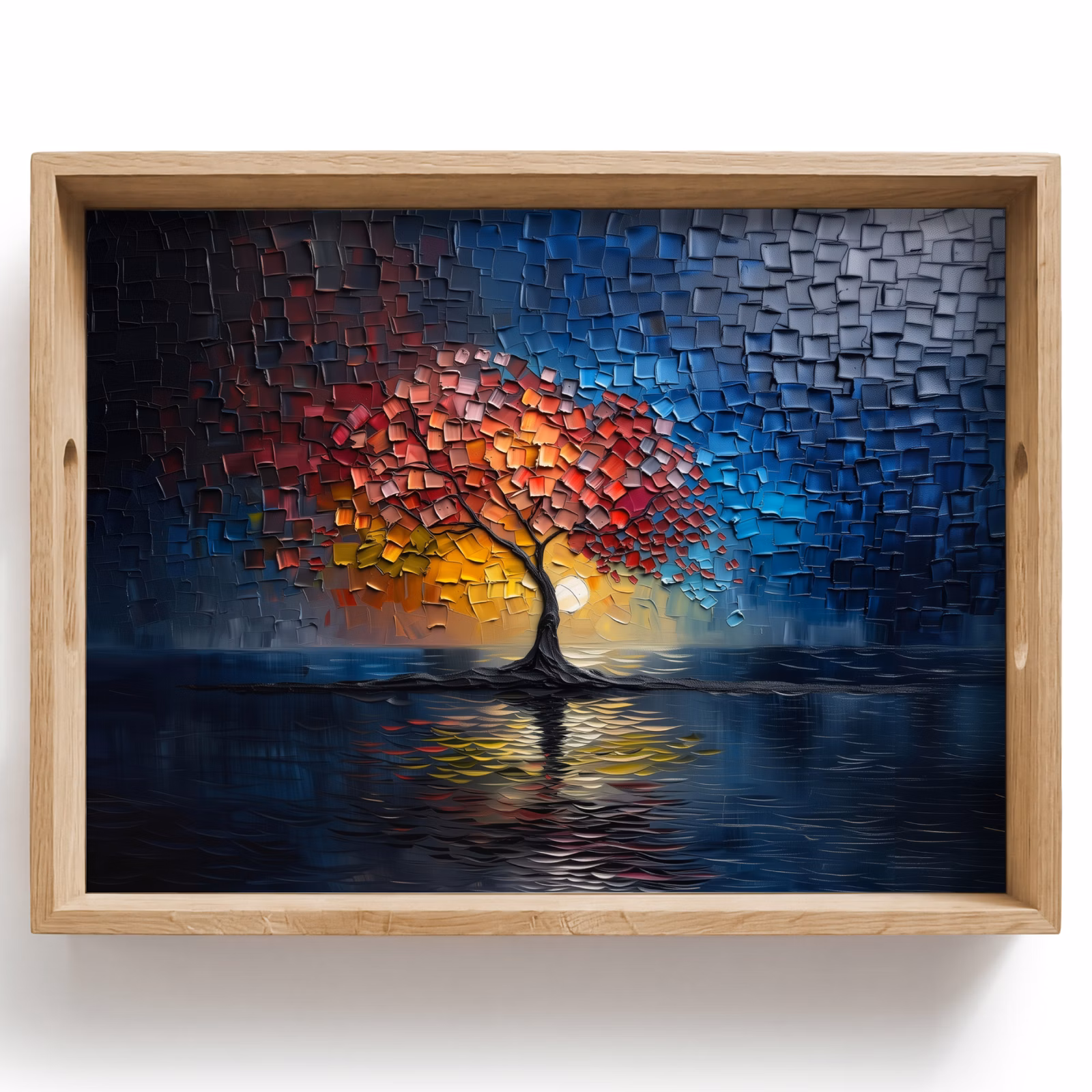 Dienblad - Boom - Blauw - Bladeren - Vakken — 1