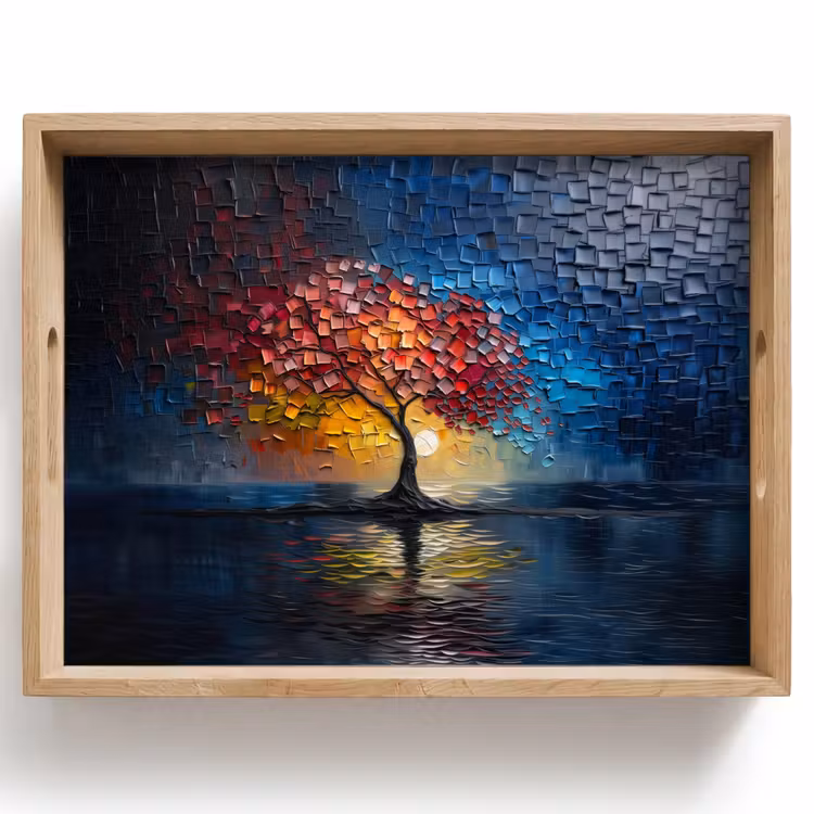 Dienblad - Boom - Blauw - Bladeren - Vakken — 1