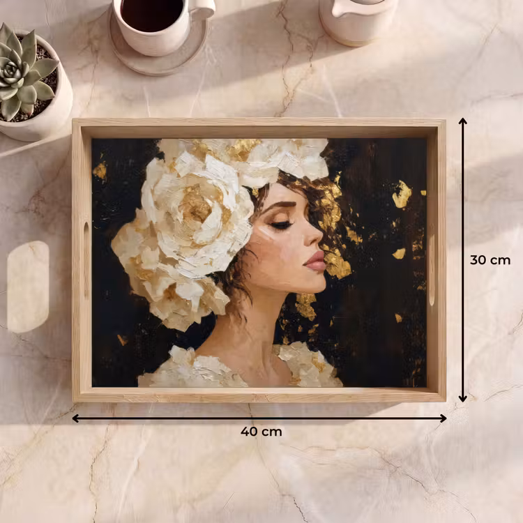 Dienblad - Abstract - Vrouw - Bloemen - Wit — 7