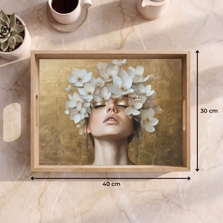 Dienblad - Gezicht - Bloemen - Goud - Abstract — 7