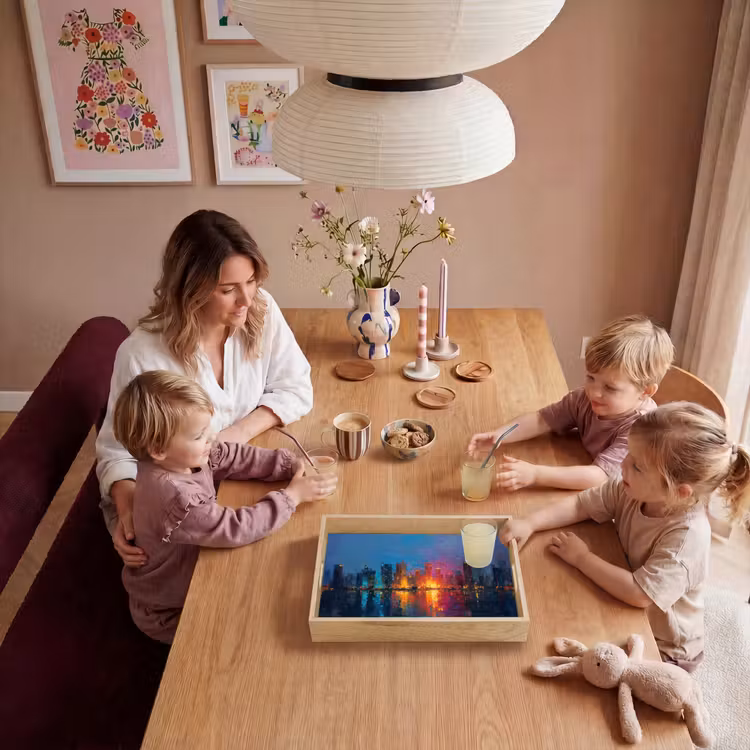 Dienblad - Skyline - Penseelstreken - Donkerblauw - Lichtgevend — 5