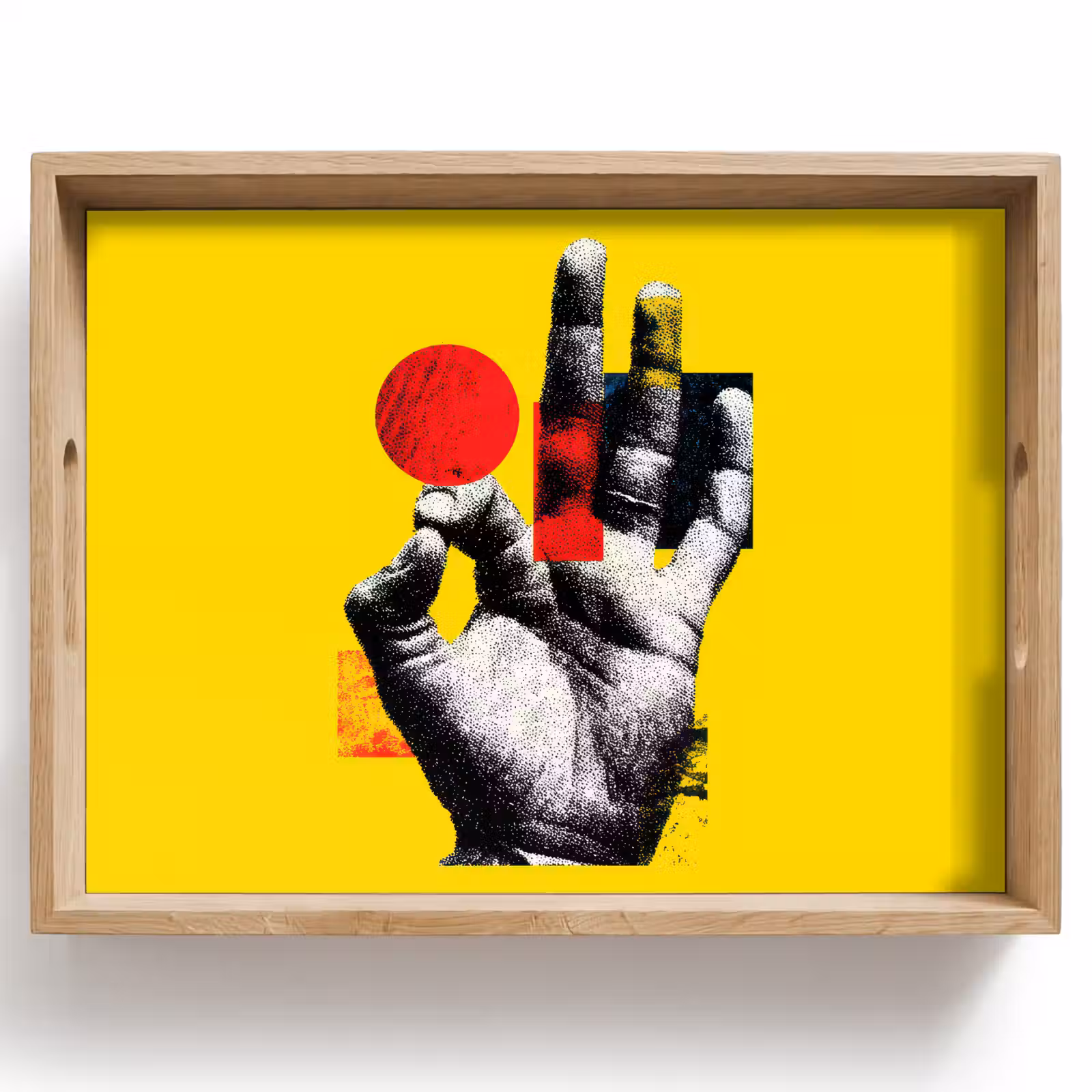 Dienblad - Hand - Rode cirkel - Geel — 1