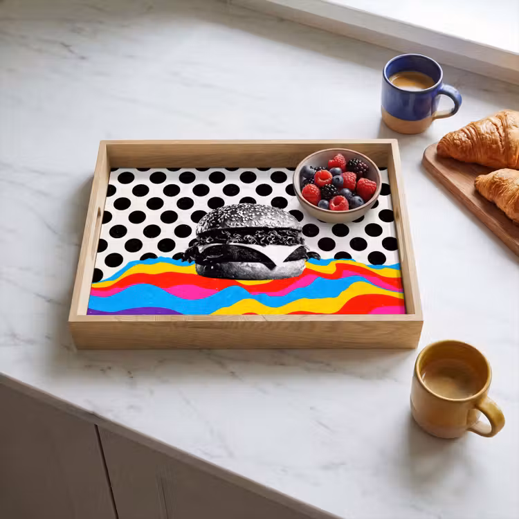 Dienblad - Hamburger - Stippen - Golven - Kleuren — 3
