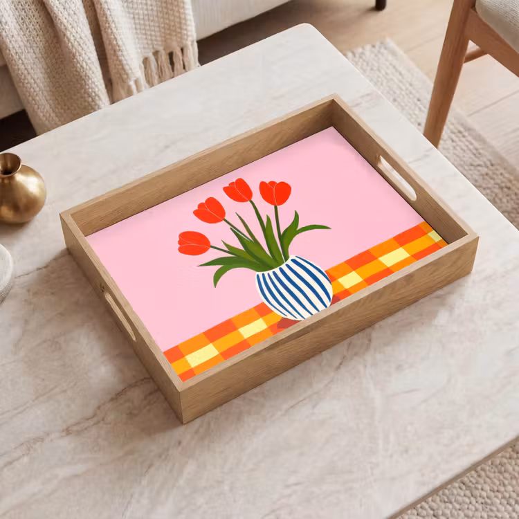 Dienblad - Tulpen - Roze - Vaas — 2