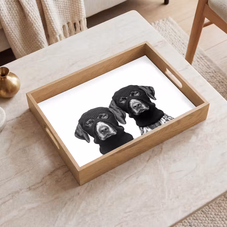 Dienblad - Honden - Bivakmuts - Zwart - wit — 2