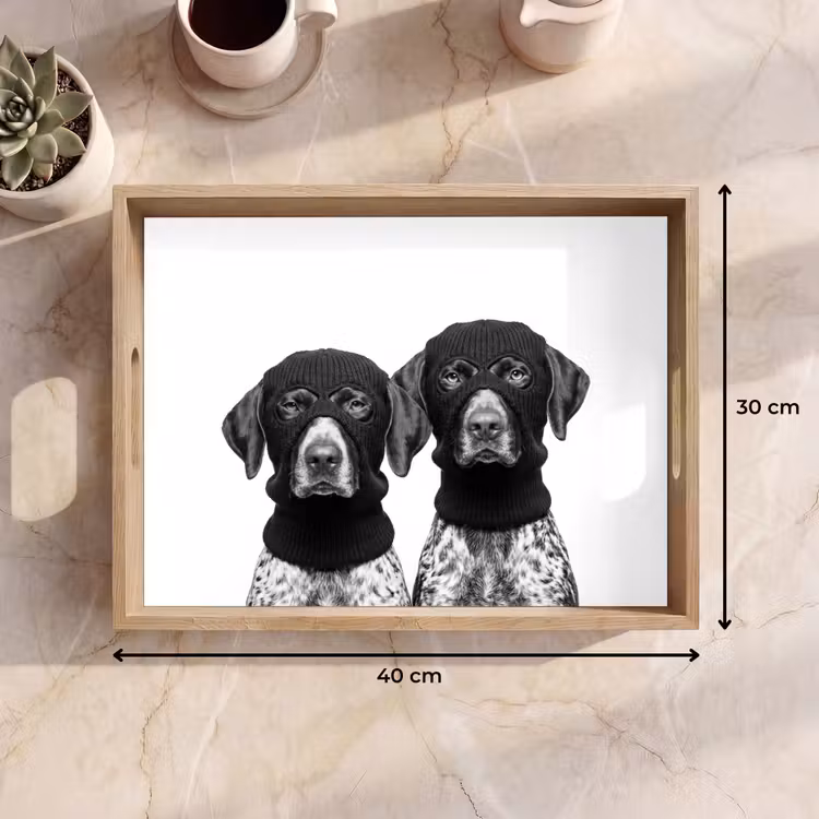 Dienblad - Honden - Bivakmuts - Zwart - wit — 7