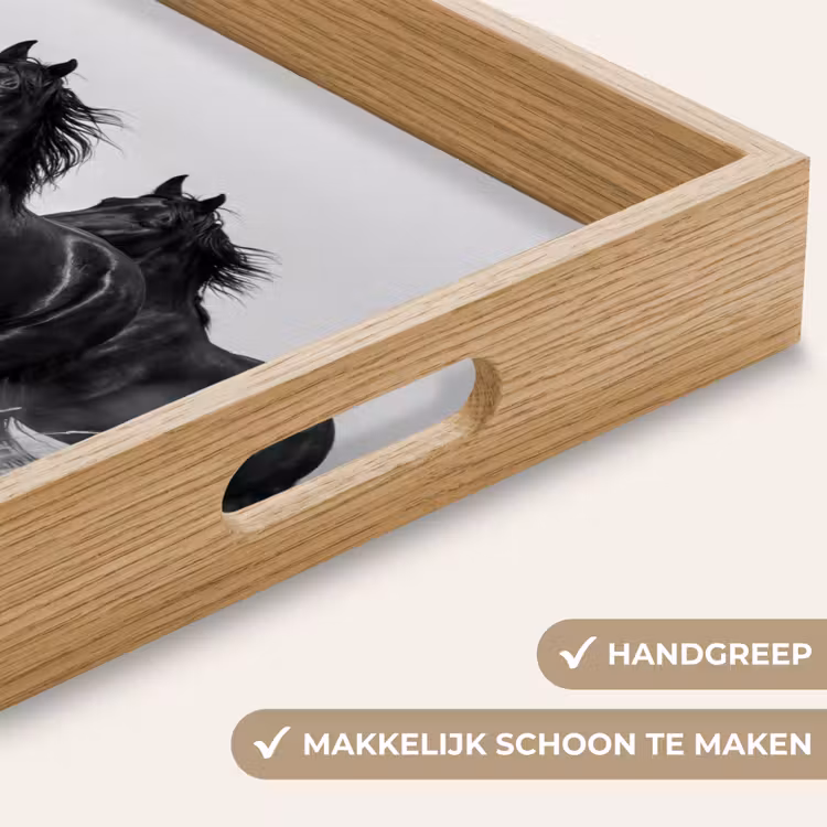 Dienblad - Paarden - Gras - Zwart - Wit — 8